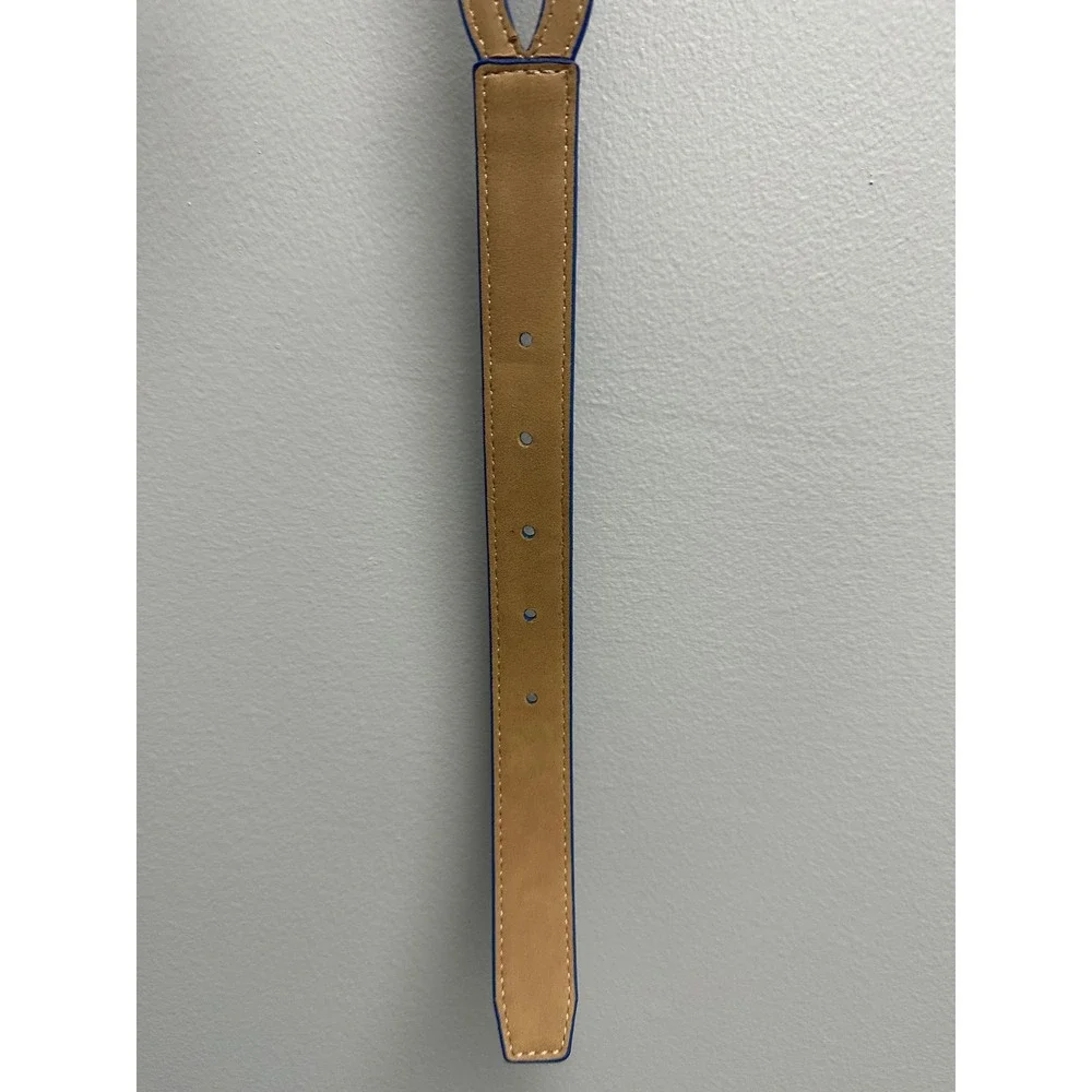 Talbots Blue Leather Belt Oval Buckle Boho Size Large CN4981